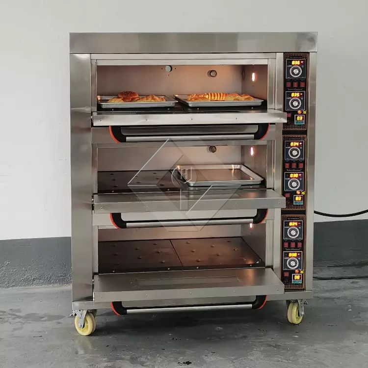 Horno de panadería comercial de 4 pisos y 16 bandejas