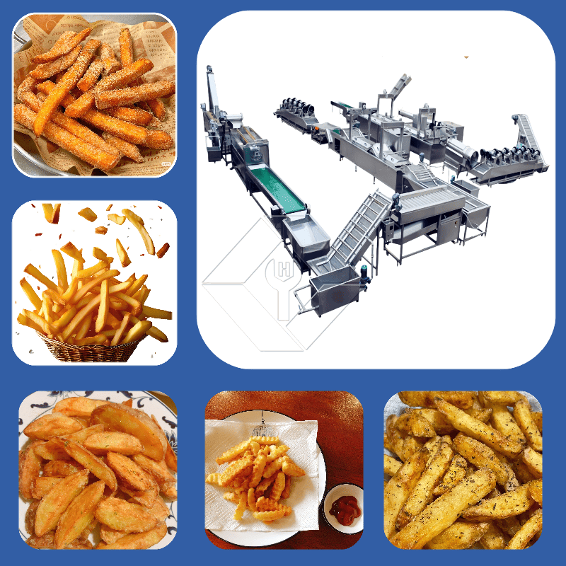 Precio de fábrica 100-1000kg Máquina automática para fabricar papas fritas congeladas Línea de producción para la venta