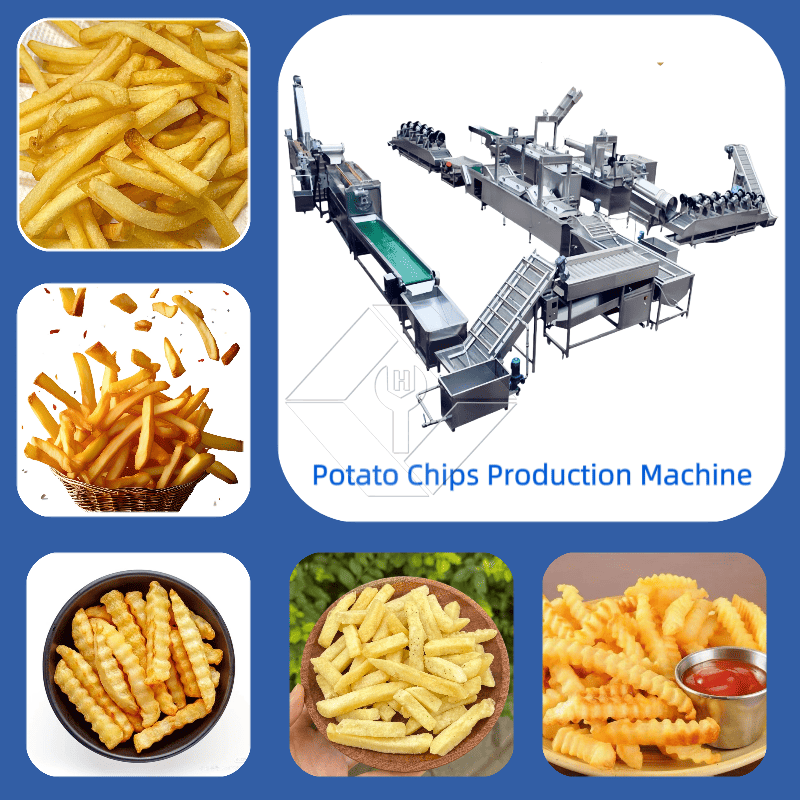 Precio de fábrica 100-1000kg Máquina automática para fabricar papas fritas congeladas Línea de producción para la venta