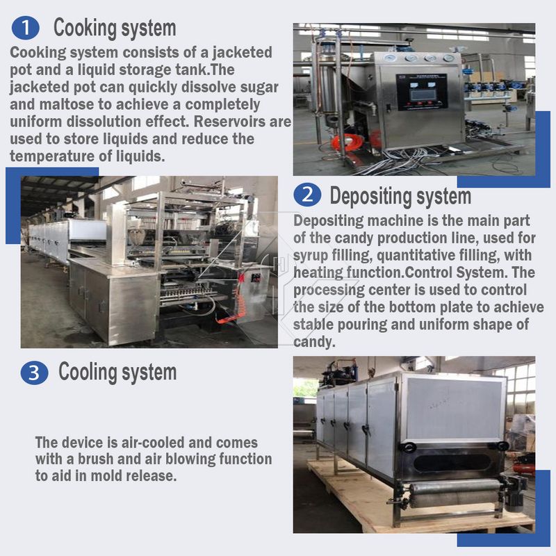 Línea automática de producción de depósito y vertido de caramelos gomosos duros y blandos, gelatina y piruleta
