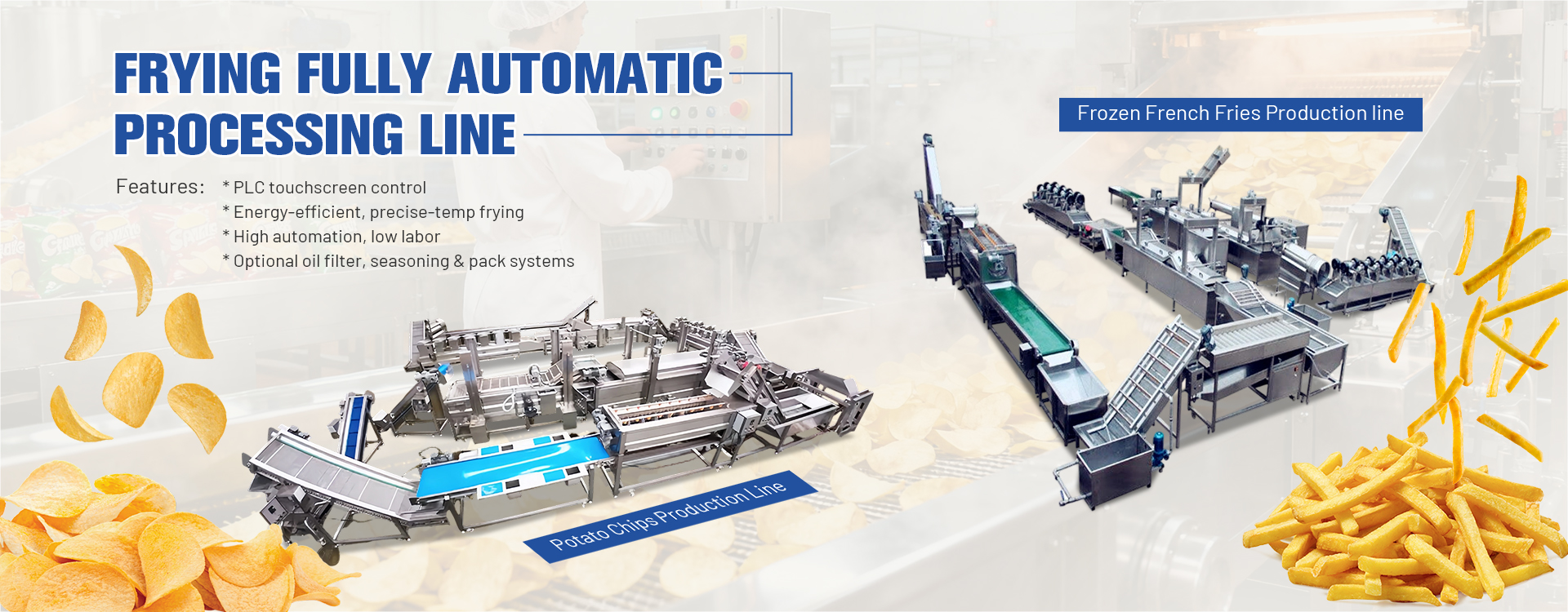 FRITURA DE LÍNEA DE PROCESAMIENTO TOTALMENTE AUTOMÁTICO