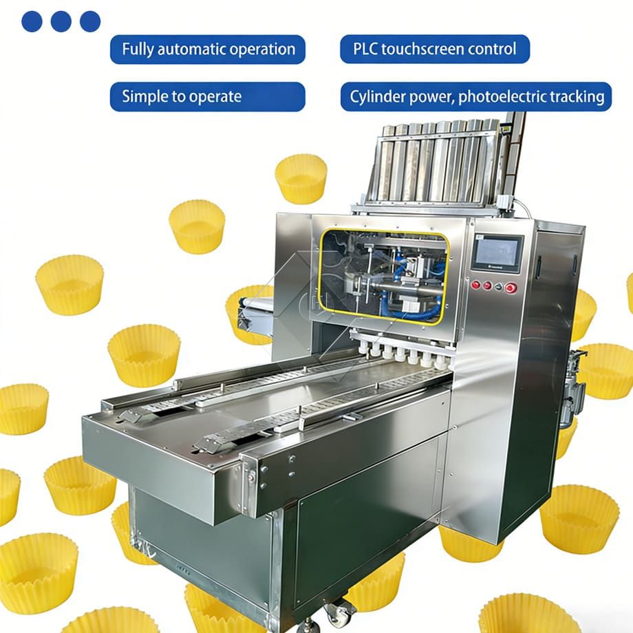 Línea de producción automática de muffins precio de fábrica Mini máquina para hacer pasteles industriales para poner papeles para cupcakes