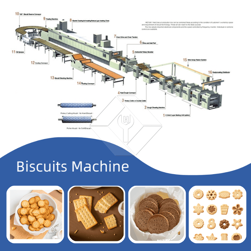 Máquina automática para hacer galletas | Línea de producción de galletas duras y crujientes | Equipos industriales para galletas