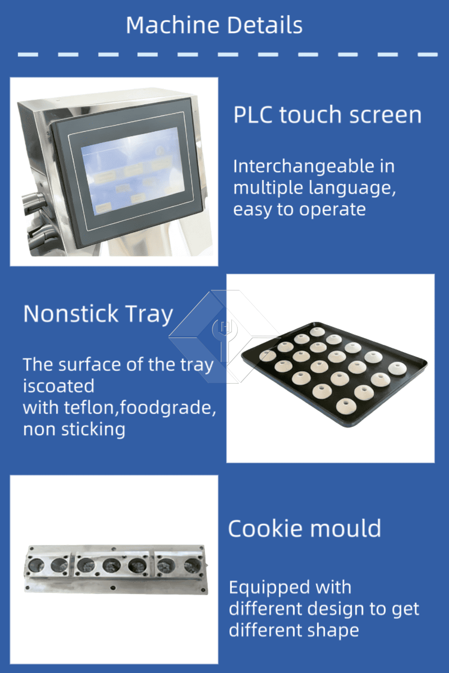 Máquina automática para fabricar galletas con formas y troqueles intercambiables para producción de galletas personalizadas y uso industrial de alto rendimiento Máquina automática para fabricar galletas con formas y troqueles intercambiables para producción de galletas personalizadas y uso industrial de alto rendimiento