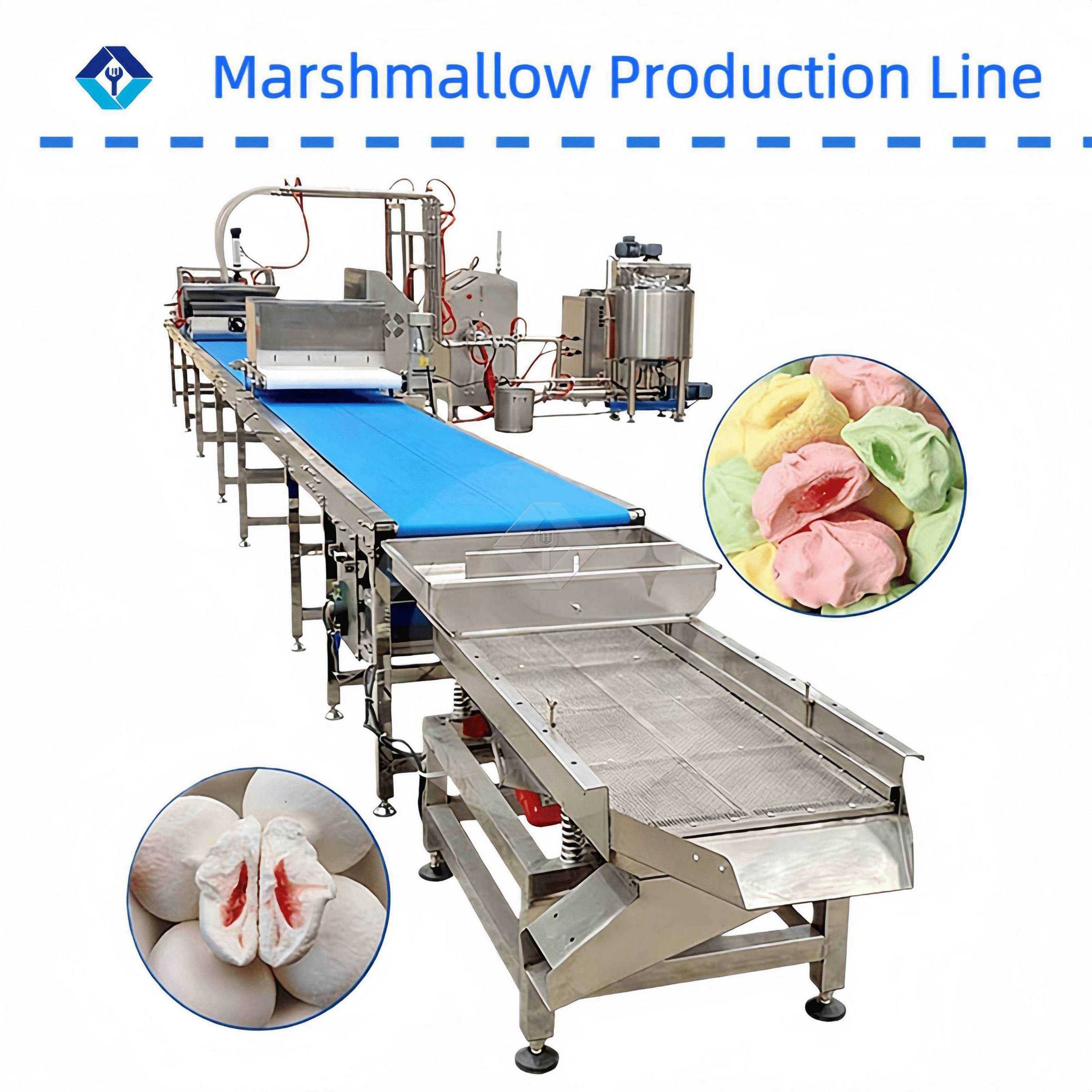 Línea de producción de malvaviscos que ahorra energía y es rentable para la fabricación de dulces