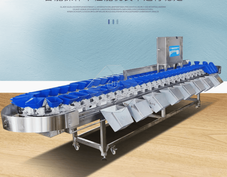 La capacidad de procesamiento de la línea automática de lavado, secado y clasificación de frutas y verduras es generalmente de entre 300 kg/h y 3000 kg/h.