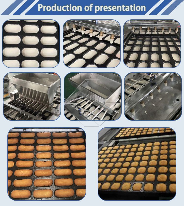 Línea de producción de catación de pasteles en capas con depósito de pasteles Línea de producción de catación de pasteles en capas con depósito de pasteles