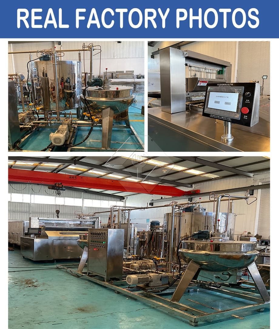 Línea automática de producción de depósito y vertido de caramelos gomosos duros y blandos, gelatina y piruleta Línea automática de producción de depósito y vertido de caramelos gomosos duros y blandos, gelatina y piruleta