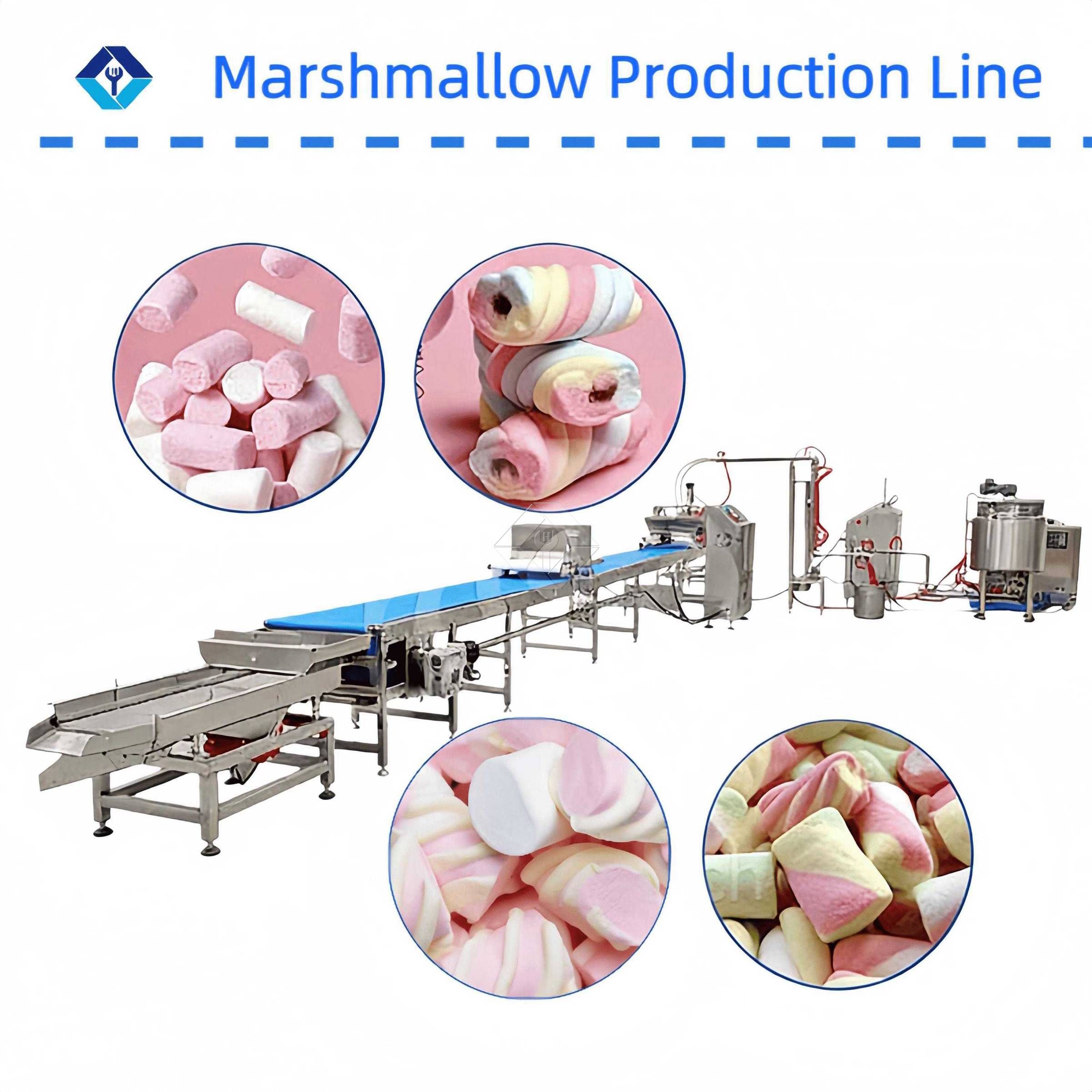 Línea de producción de malvaviscos que ahorra energía y es rentable para la fabricación de dulces