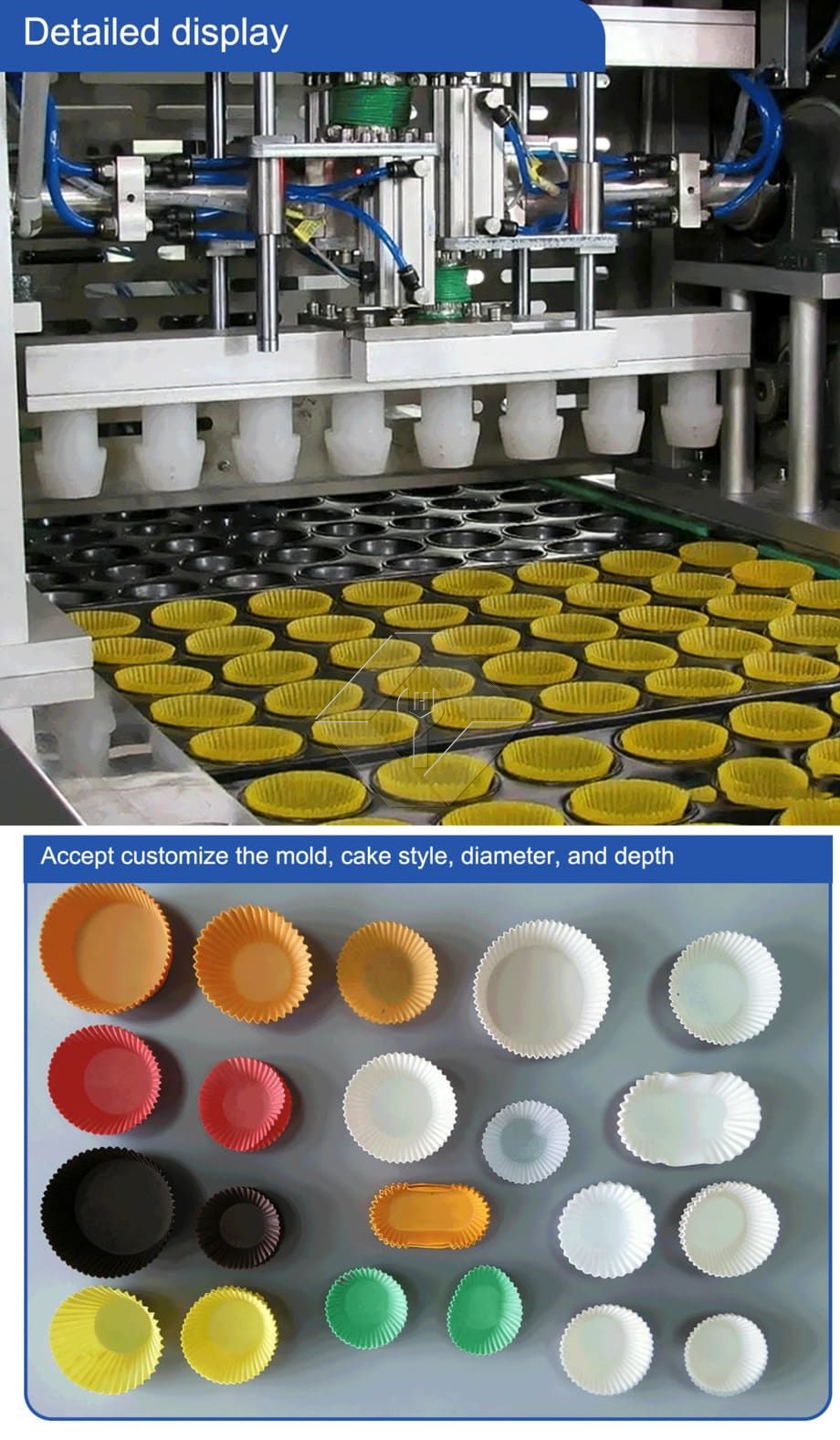 Línea de producción automática de muffins precio de fábrica Mini máquina para hacer pasteles industriales para poner papeles para cupcakes