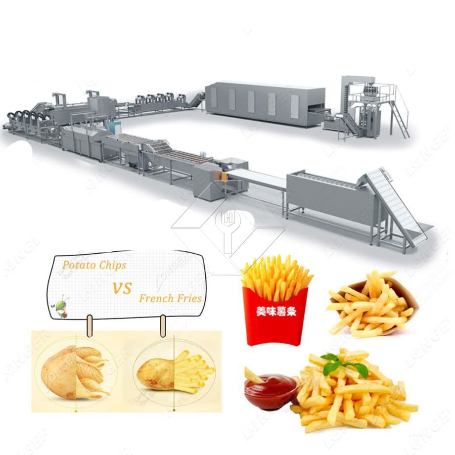 Máquina automática para hacer patatas fritas a gran escala, línea de producción de patatas fritas a precio de pavo