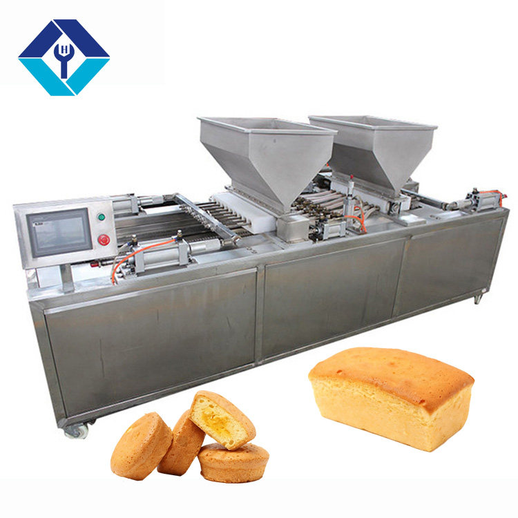 Línea de producción de catación de pasteles en capas con depósito de pasteles