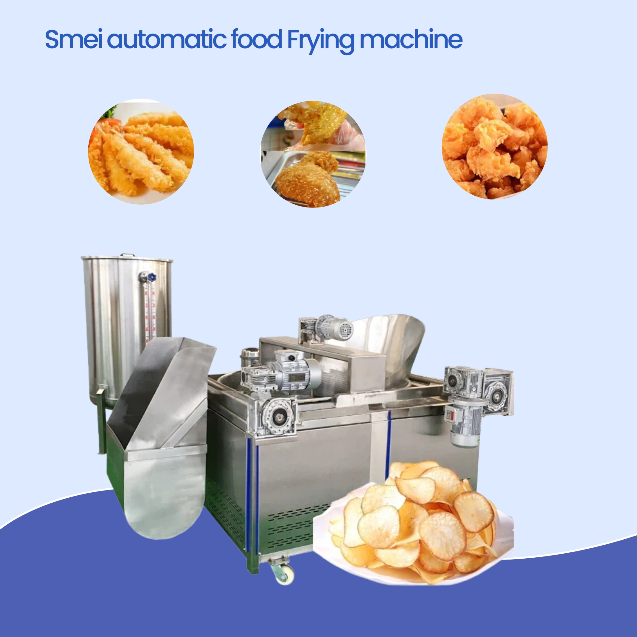 Proveedor automático de freidora de pollo frito, donas, patatas fritas
